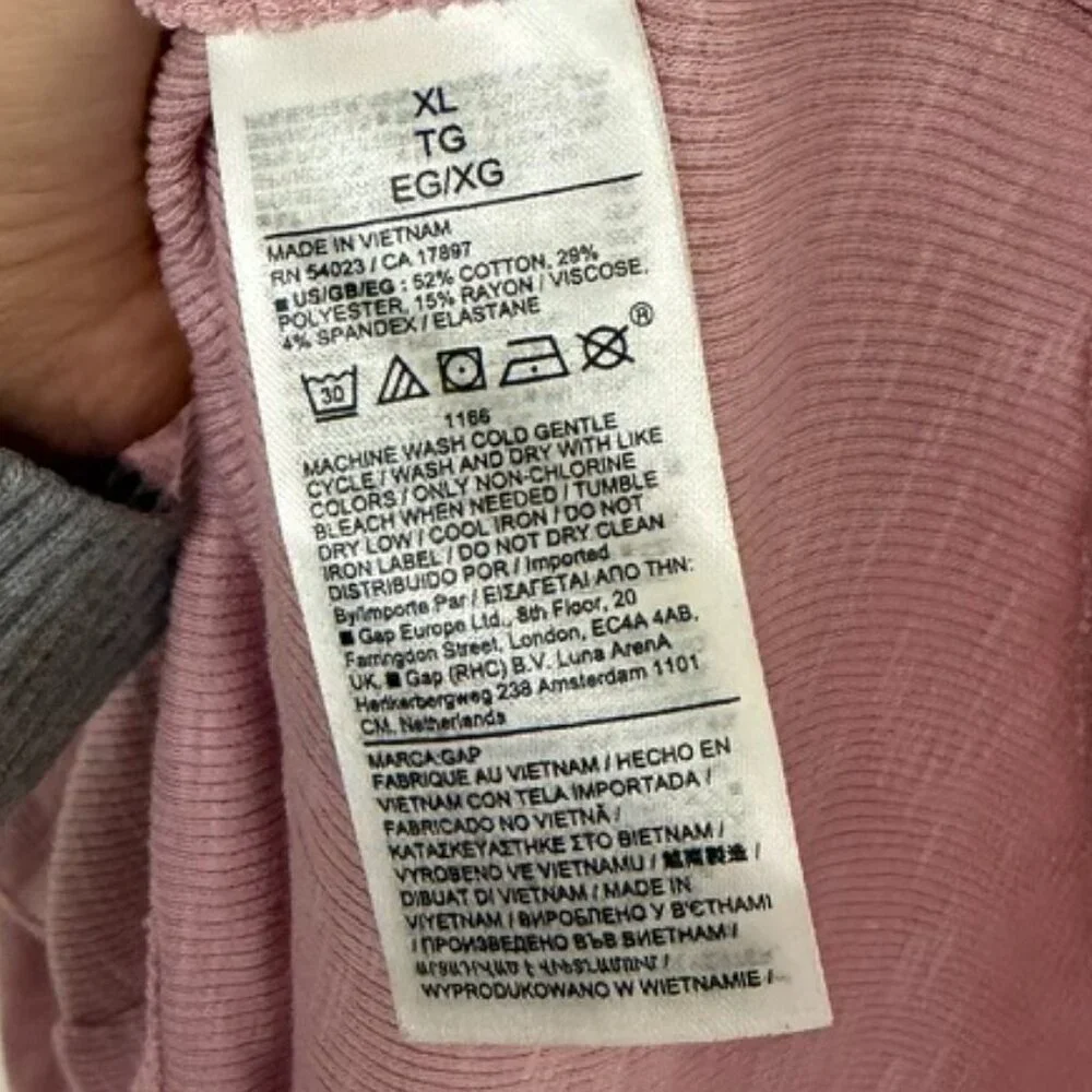 Gap Essentials Turtle Neck Ribbed Long Sleeve T-shirt Womens XL Mauve Pink - Picture 6 of 7